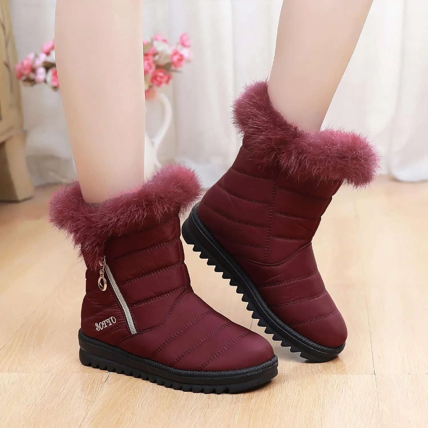 Snow Boots for Women Warm Fur Lined Winter Waterproof Ankle Boots Outdoor Thermal Booties Comfortable Walking Shoes for Women