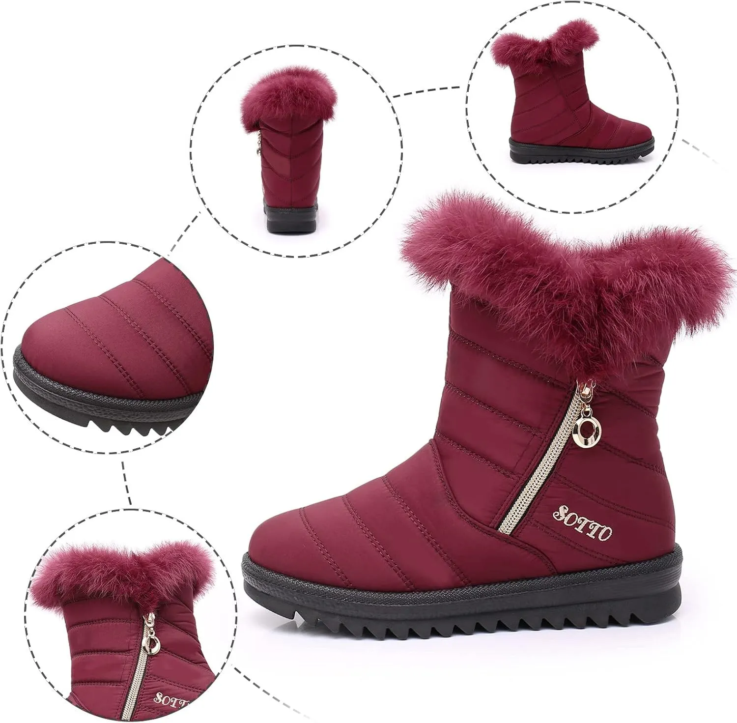 Snow Boots for Women Warm Fur Lined Winter Waterproof Ankle Boots Outdoor Thermal Booties Comfortable Walking Shoes for Women
