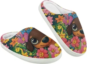 Soft Cozy Slippers for Girls Comfort Warm Home Shoes Cute Animals Print House Slippers Non Slip Plush Slippers Washable for Indoor Outdoor US 9-15