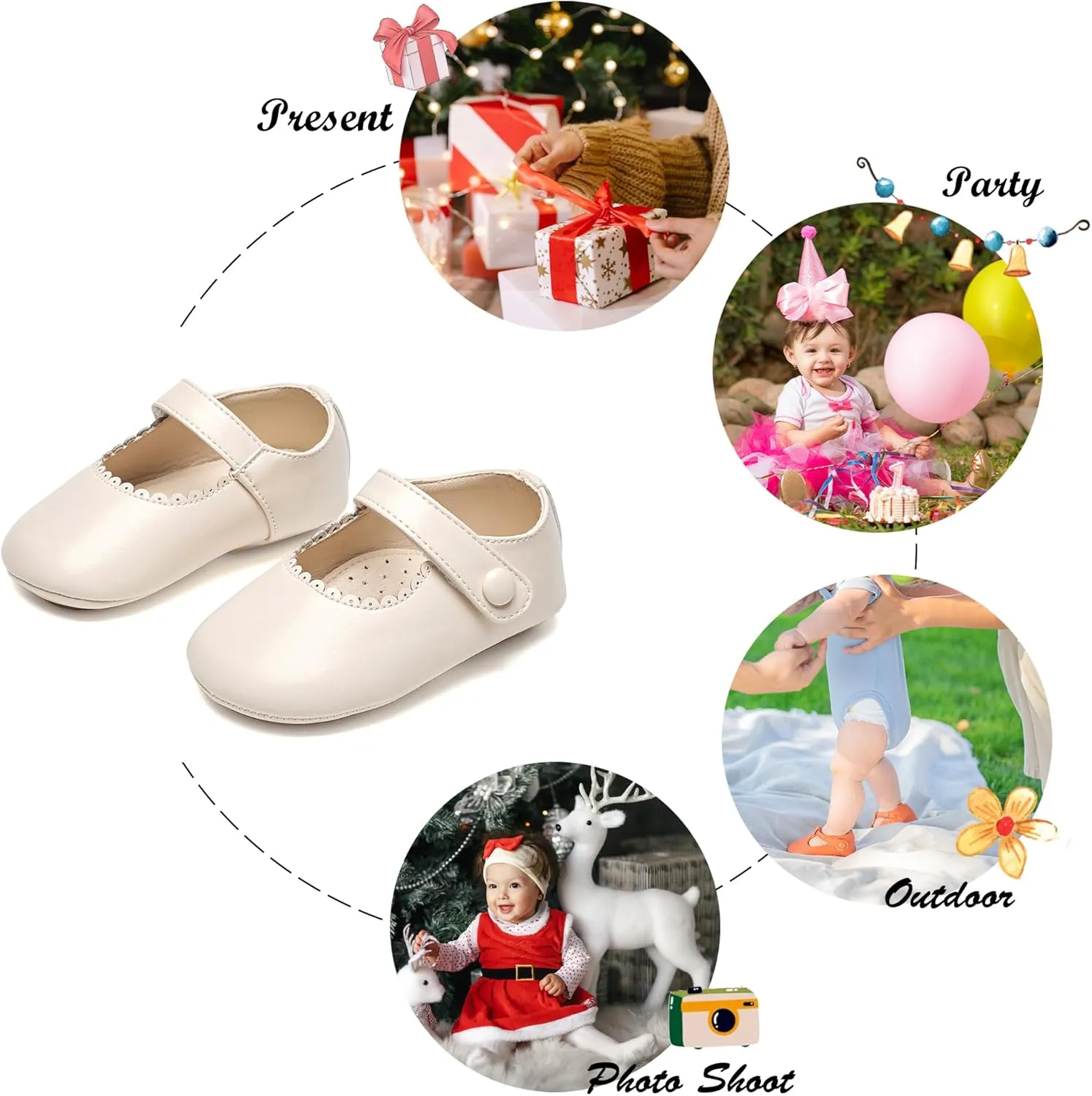 Soft Sole Baby Dress Shoes - Infant Baby Walking Shoes Moccasinss Rubber Sole Crib Shoes.