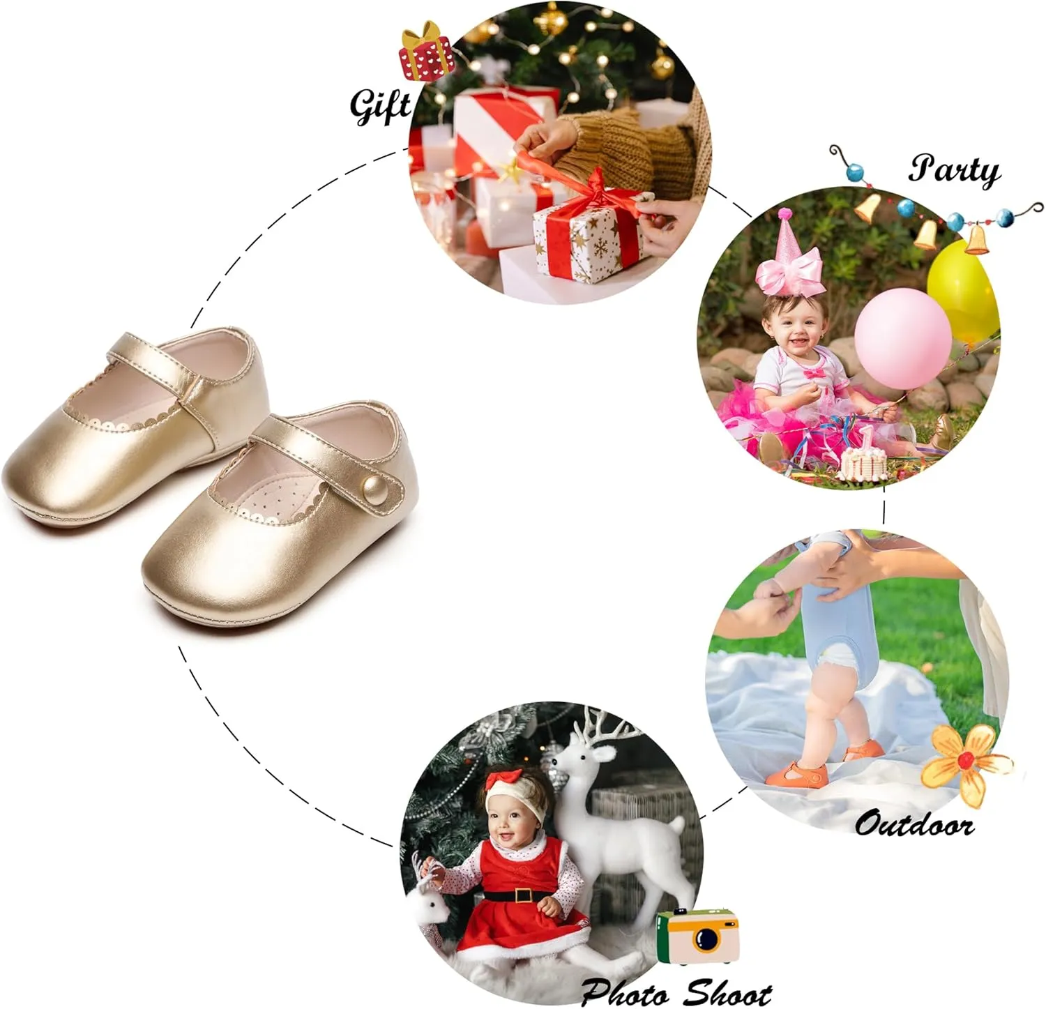 Soft Sole Baby Dress Shoes - Infant Baby Walking Shoes Moccasinss Rubber Sole Crib Shoes.