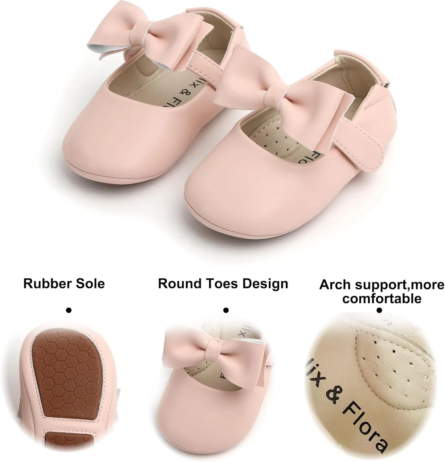 Soft Sole Baby Dress Shoes - Infant Baby Walking Shoes Moccasinss Rubber Sole Crib Shoes.