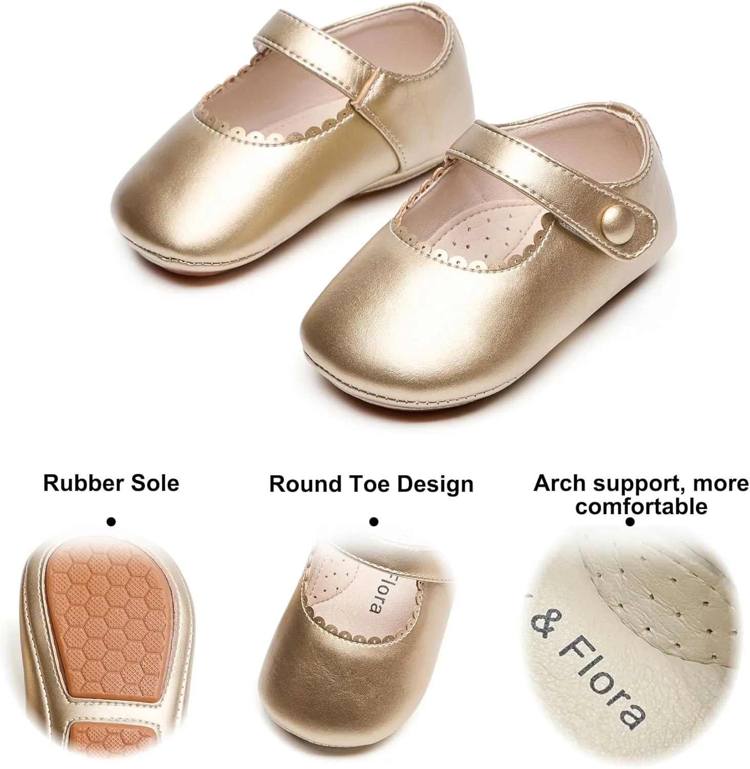 Soft Sole Baby Dress Shoes - Infant Baby Walking Shoes Moccasinss Rubber Sole Crib Shoes.