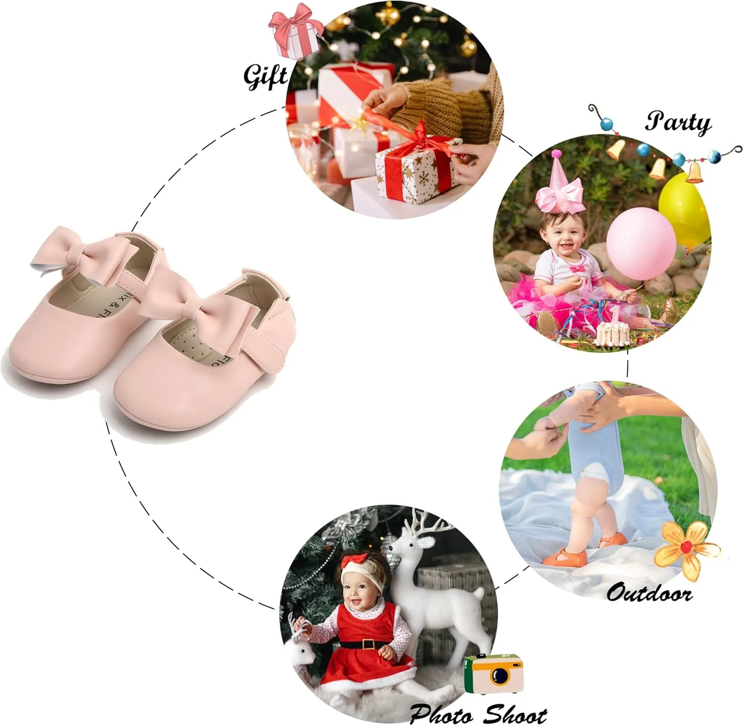 Soft Sole Baby Dress Shoes - Infant Baby Walking Shoes Moccasinss Rubber Sole Crib Shoes.