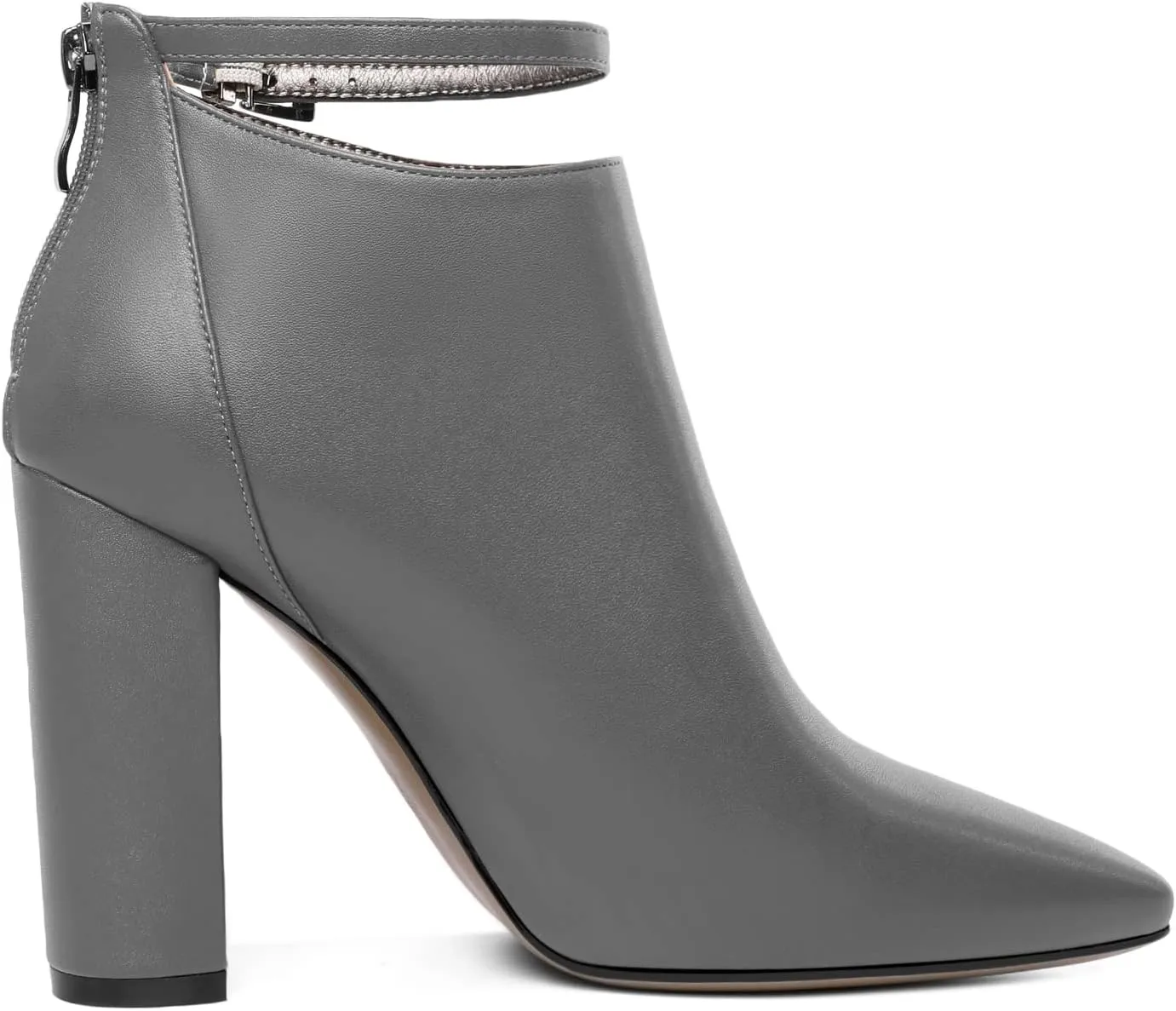 Soireelady Women Ankle Boots Pointed Toe Block Heel Ankle Booties Chunky High Heel Ankle Boots Classic Ankle Booties with Zipper Comfortable Adjustable Strap Ankle Boots