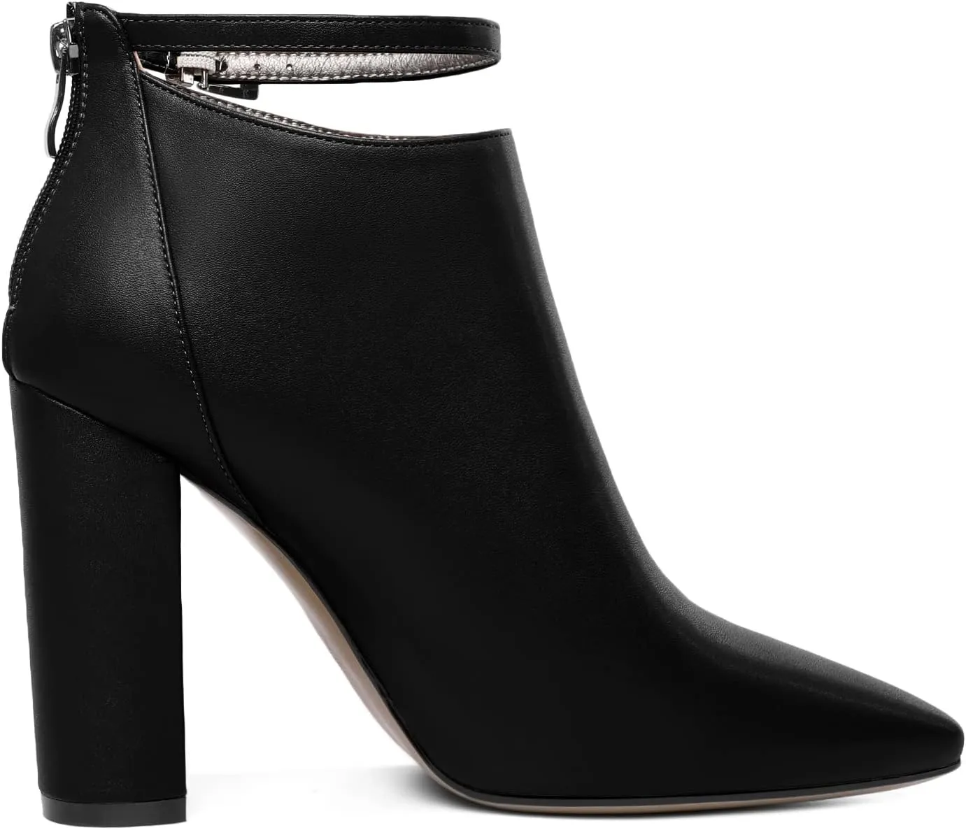 Soireelady Women Ankle Boots Pointed Toe Block Heel Ankle Booties Chunky High Heel Ankle Boots Classic Ankle Booties with Zipper Comfortable Adjustable Strap Ankle Boots