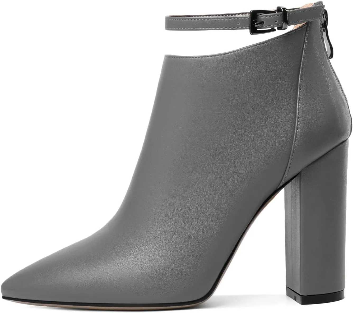 Soireelady Women Ankle Boots Pointed Toe Block Heel Ankle Booties Chunky High Heel Ankle Boots Classic Ankle Booties with Zipper Comfortable Adjustable Strap Ankle Boots