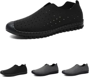 SOLPNOW Men's Hollowed Out Hand-Stitched Loafers,Slip On Breathable Comfortable Soft Bottom Non-Slip Waterproof Flat Casual Hiking Driving Shoes