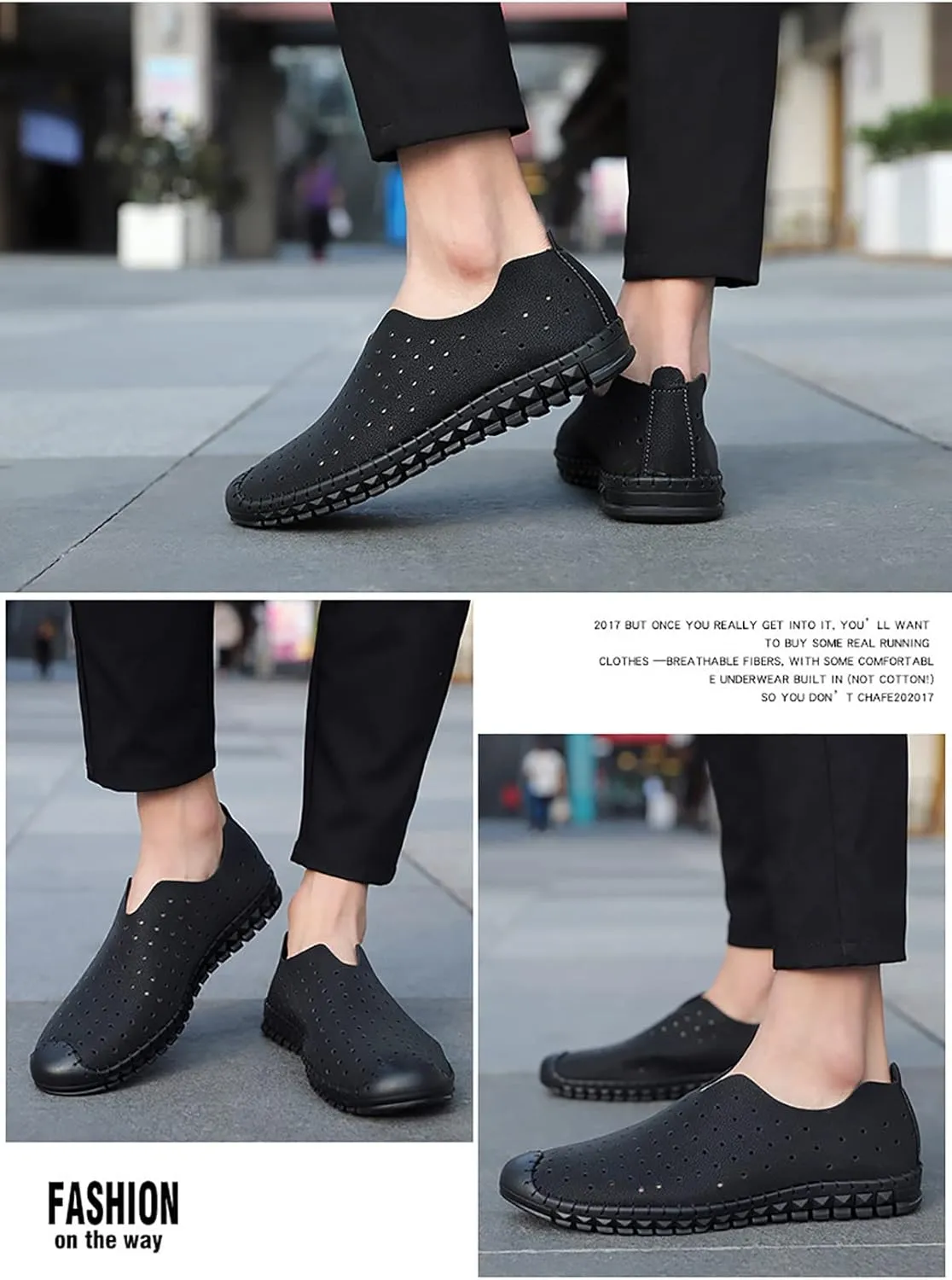 SOLPNOW Men's Hollowed Out Hand-Stitched Loafers,Slip On Breathable Comfortable Soft Bottom Non-Slip Waterproof Flat Casual Hiking Driving Shoes