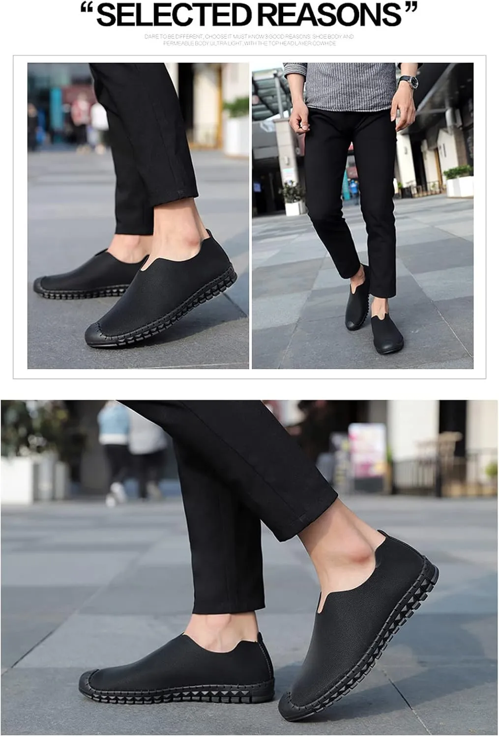 SOLPNOW Men's Hollowed Out Hand-Stitched Loafers,Slip On Breathable Comfortable Soft Bottom Non-Slip Waterproof Flat Casual Hiking Driving Shoes
