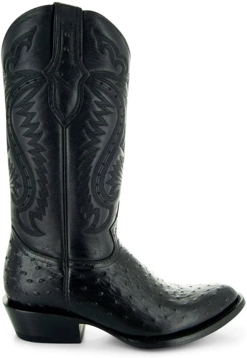 Soto Boots Men's Ostrich Print Cowboy Boots, Exotic Print Men's Cowboy Boots, Western Boots For Men H7002