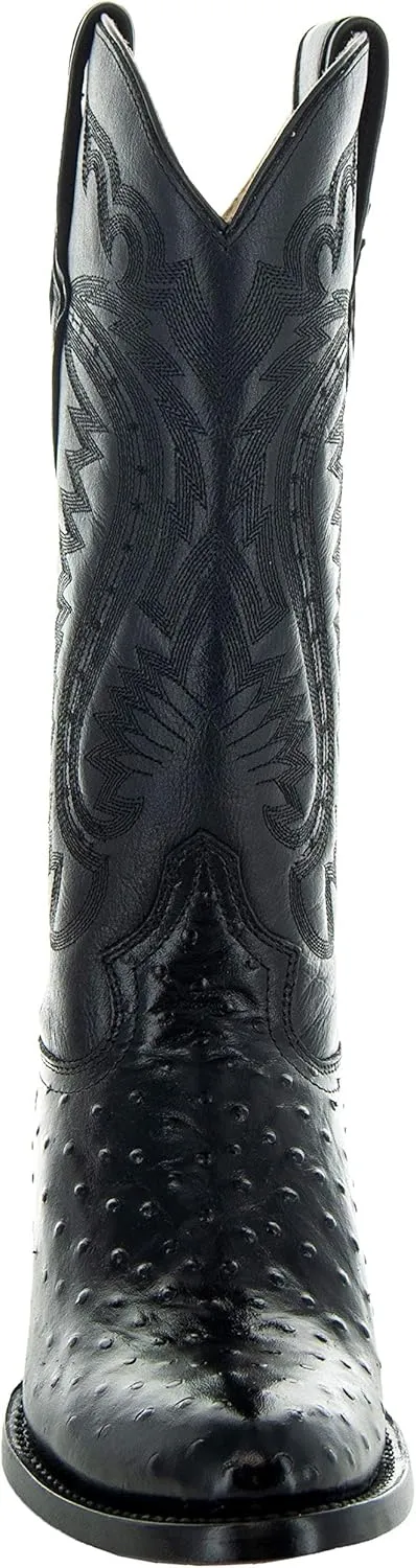 Soto Boots Men's Ostrich Print Cowboy Boots, Exotic Print Men's Cowboy Boots, Western Boots For Men H7002