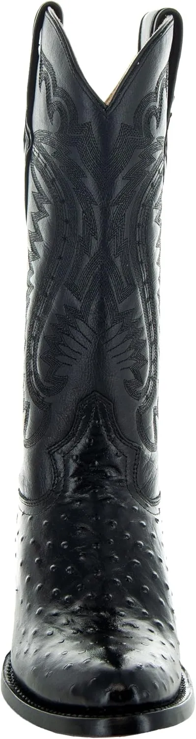 Soto Boots Men's Ostrich Print Cowboy Boots, Exotic Print Men's Cowboy Boots, Western Boots For Men H7002
