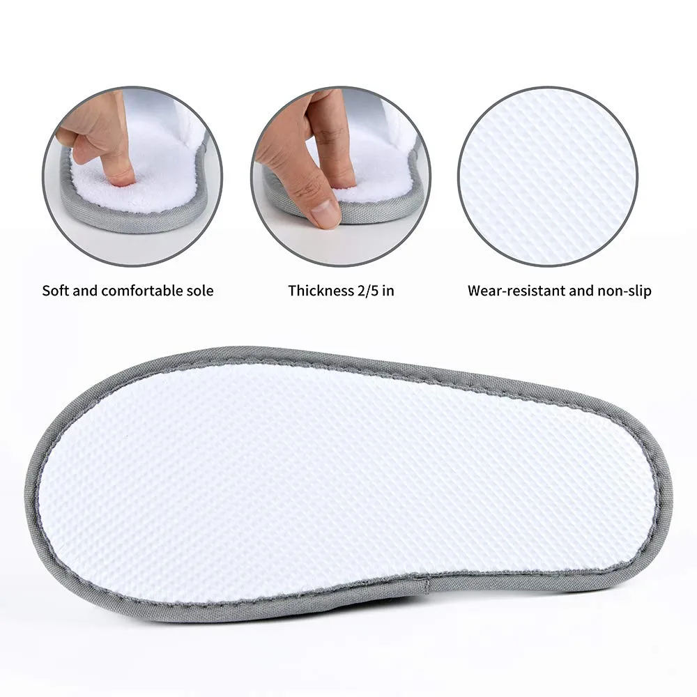 Spa Slippers, Closed Toe(12 Pairs - 6L,6M) Disposable Indoor Hotel Slippers, Fluffy Coral Fleece, Padded Sole for Comfort- for Guests, Hotel, Travel