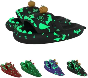 Spooky Shark Slides Glow In The Dark For Men Women, Halloween Christmas Shark Slippers, 3D Cartoon Cloudy Shark Slippers