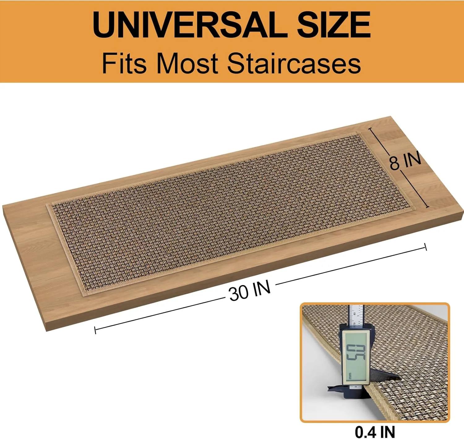 Stair Treads Carpet 4 pcs for Wooden Steps with Non Slip Rubber Backing, 100% Polyester Soft Stairs Resistant Indoor Skid Runner Safety Rugs for Kids Elders and Pets 30" * 8" (Brown)