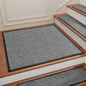 Stair Treads Carpet for Wooden Steps, Non Slip Landing Mat Rug Whit Rubber Backing, Polyester Soft Stairs Resistant Indoor Skid Runner Safety Rugs for Family, Absorbent Washable 31" x 31" Dark Gray