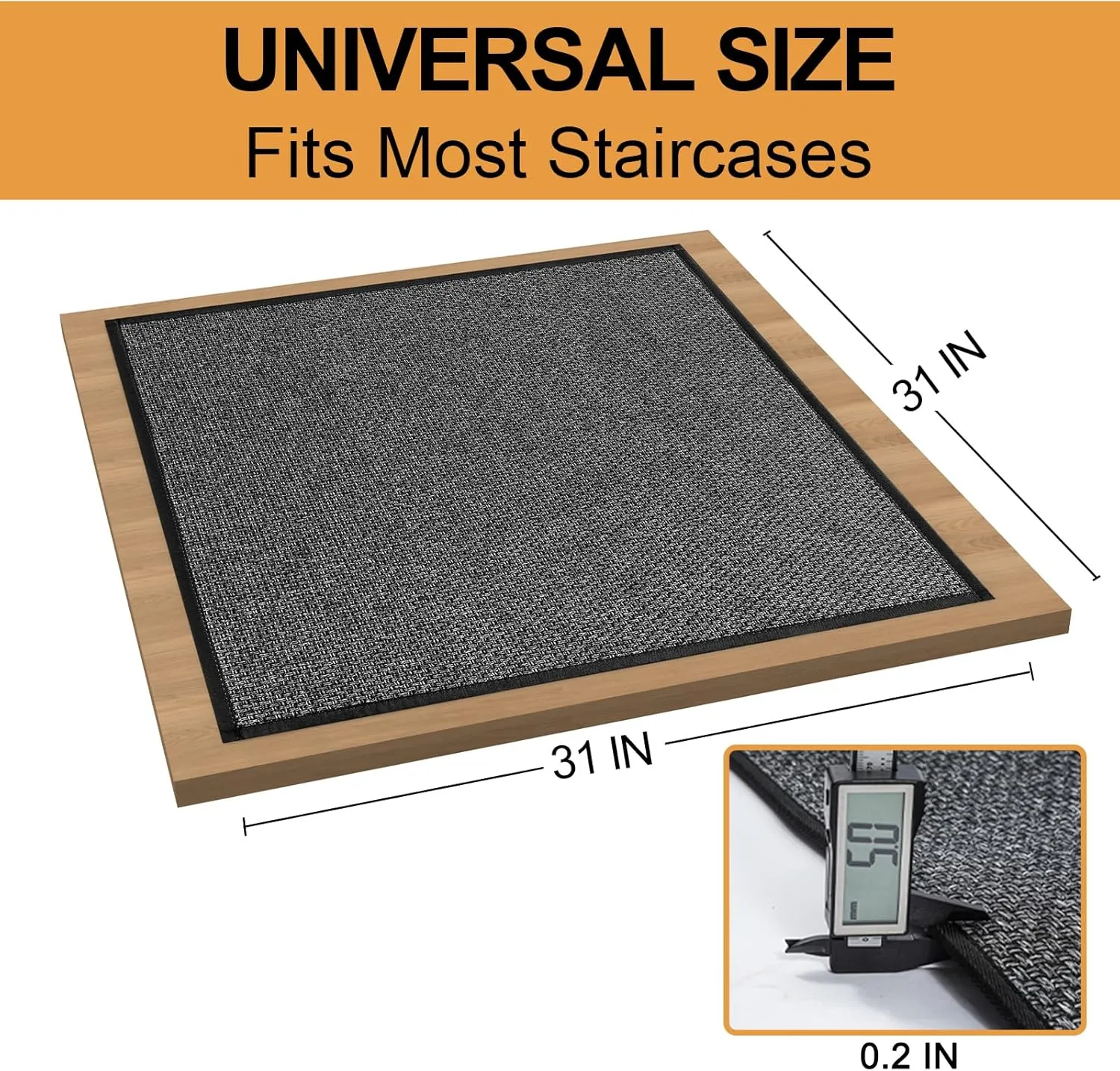 Stair Treads Carpet for Wooden Steps, Non Slip Landing Mat Rug Whit Rubber Backing, Polyester Soft Stairs Resistant Indoor Skid Runner Safety Rugs for Family, Absorbent Washable 31" x 31" Dark Gray