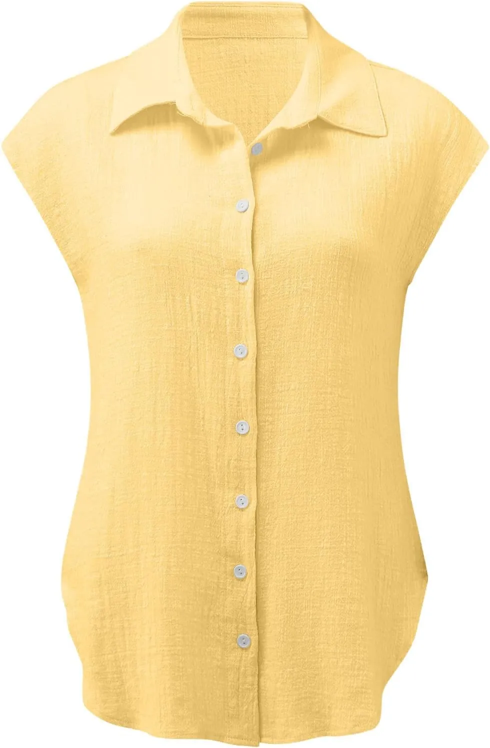 Summer Shirts for Women Trendy 2025 Cotton Linen Button Down Tops Casual Cap Sleeve Summer Blouses Work Clothes