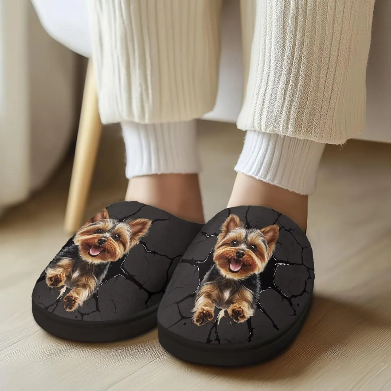 Suobstales Slippers for Women Men Anti-Slip House Sippers Soft Plush Warm Bedroom Shoes, Cozy Indoor Outdoor Slippers