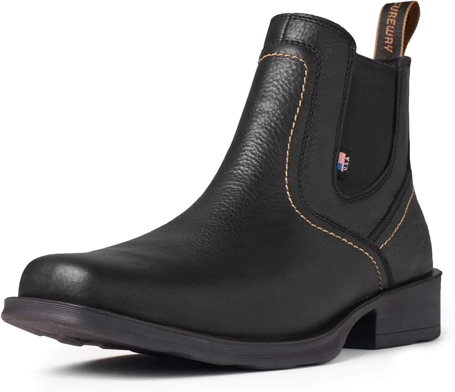 SUREWAY Mens Western Chelsea Cowboy Boots, Square Toe Casual/Work/Dress Boots, Ankle Length, Retro Stylish, Durable Comfortable, All-Weather