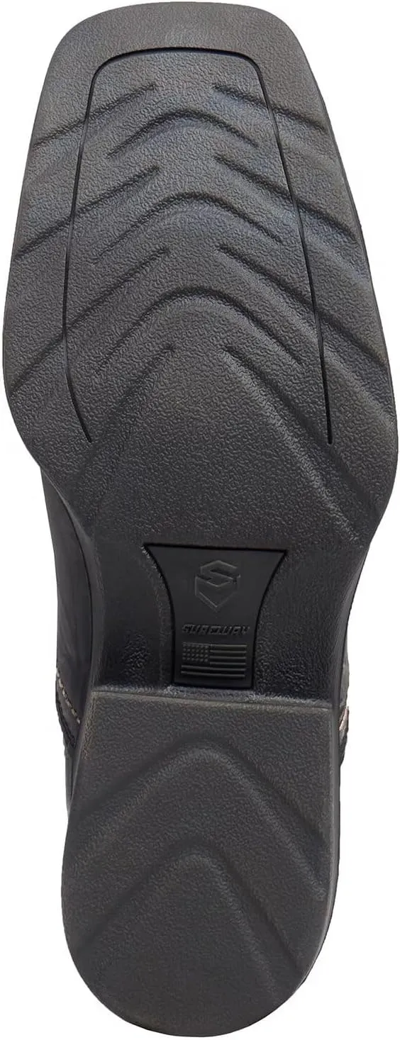 SUREWAY Mens Western Chelsea Cowboy Boots, Square Toe Casual/Work/Dress Boots, Ankle Length, Retro Stylish, Durable Comfortable, All-Weather