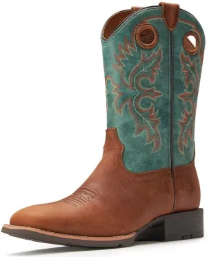 SUREWAY Western Boots For Men - Mens Square Toe Cowboy Boot,Oil/Slip Resistant,Durable Fashionable Classic Pull on 10 Inch Boots,Mid Calf Soft toe Wellington Boots