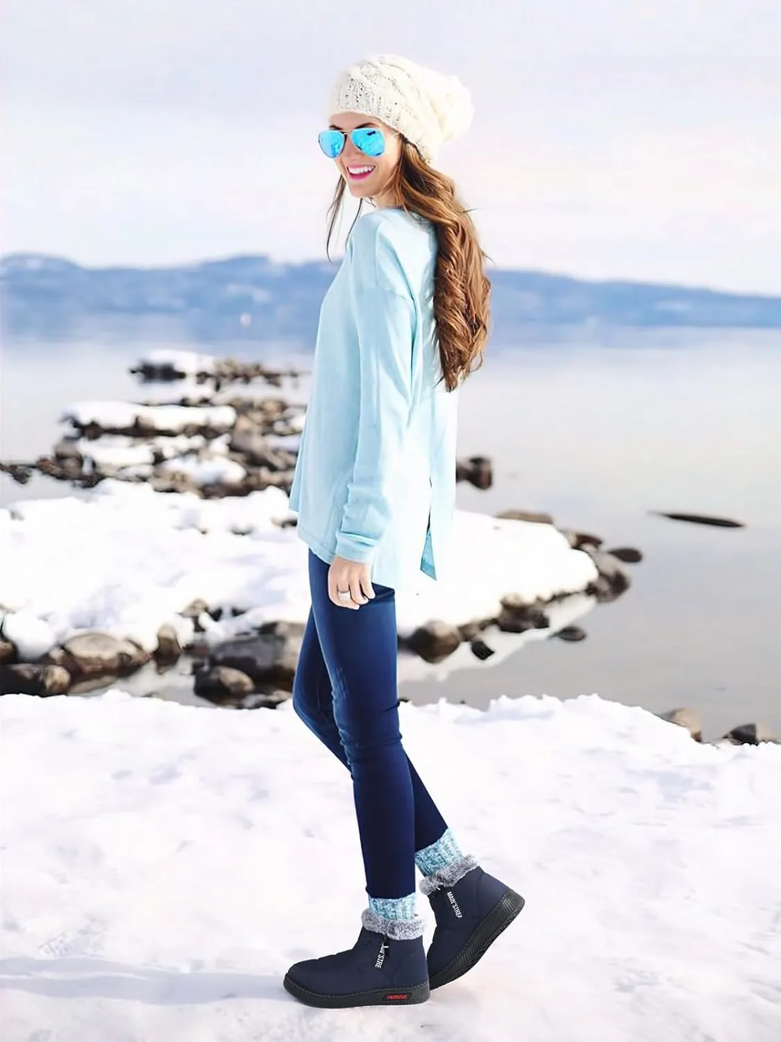 SWQZVT Warm Winter Boots for Women: Fur Lined Snow Booties, Non Slip, Waterproof Insulated, Soft Winter Shoes Comfy Walking Size 5-10.5