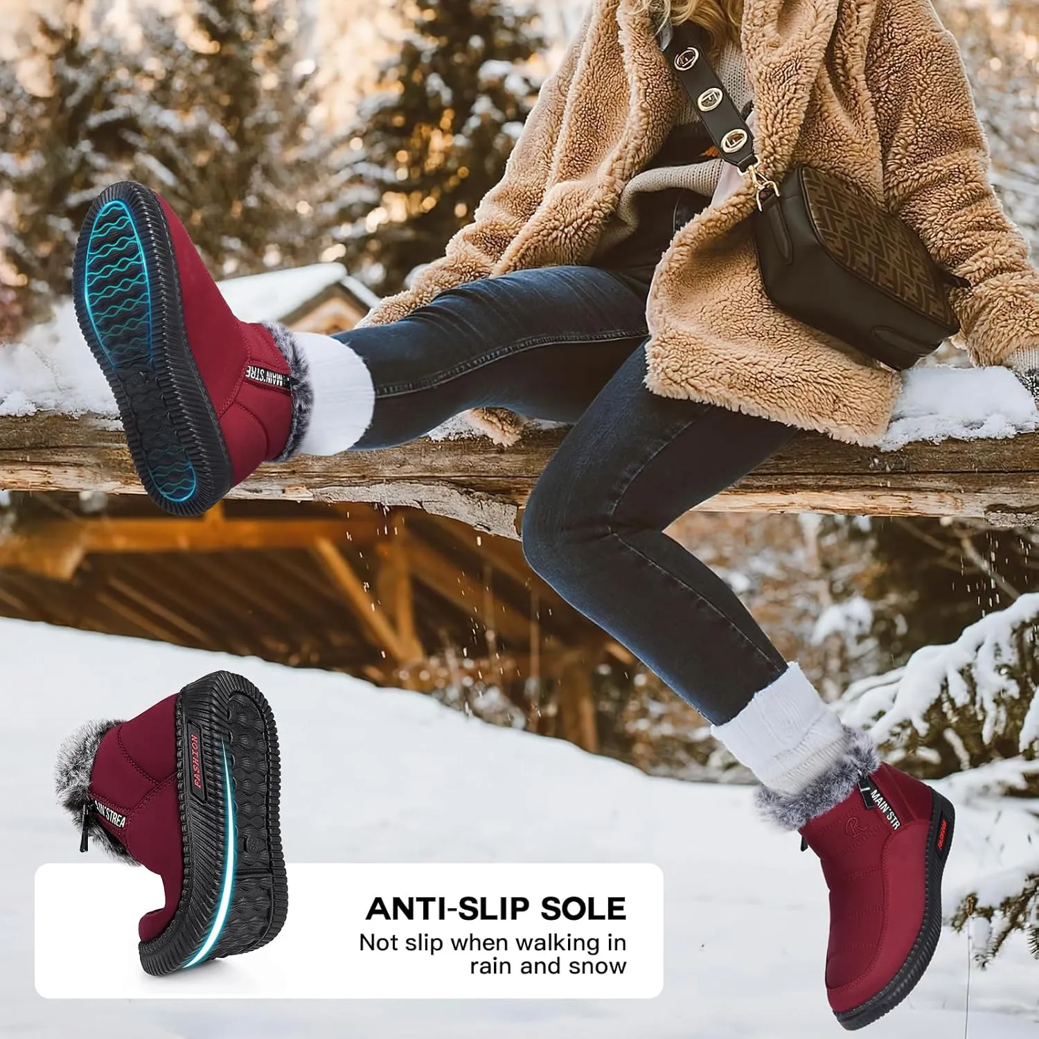 SWQZVT Warm Winter Boots for Women: Fur Lined Snow Booties, Non Slip, Waterproof Insulated, Soft Winter Shoes Comfy Walking Size 5-10.5