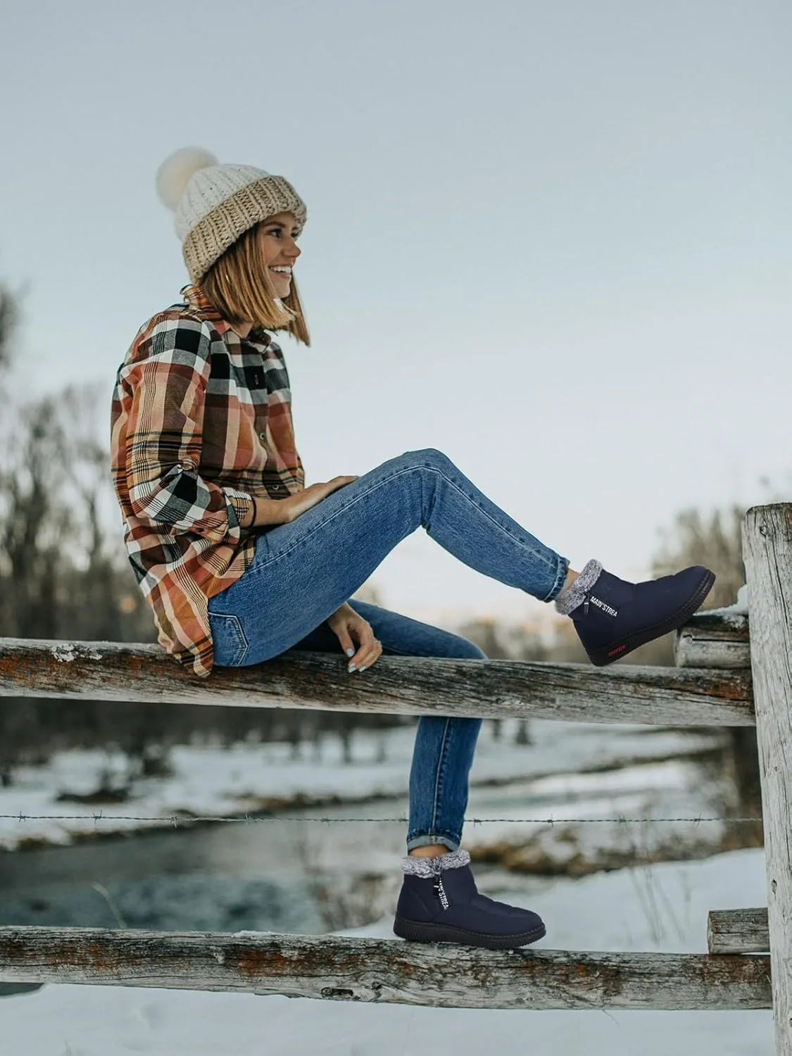 SWQZVT Warm Winter Boots for Women: Fur Lined Snow Booties, Non Slip, Waterproof Insulated, Soft Winter Shoes Comfy Walking Size 5-10.5