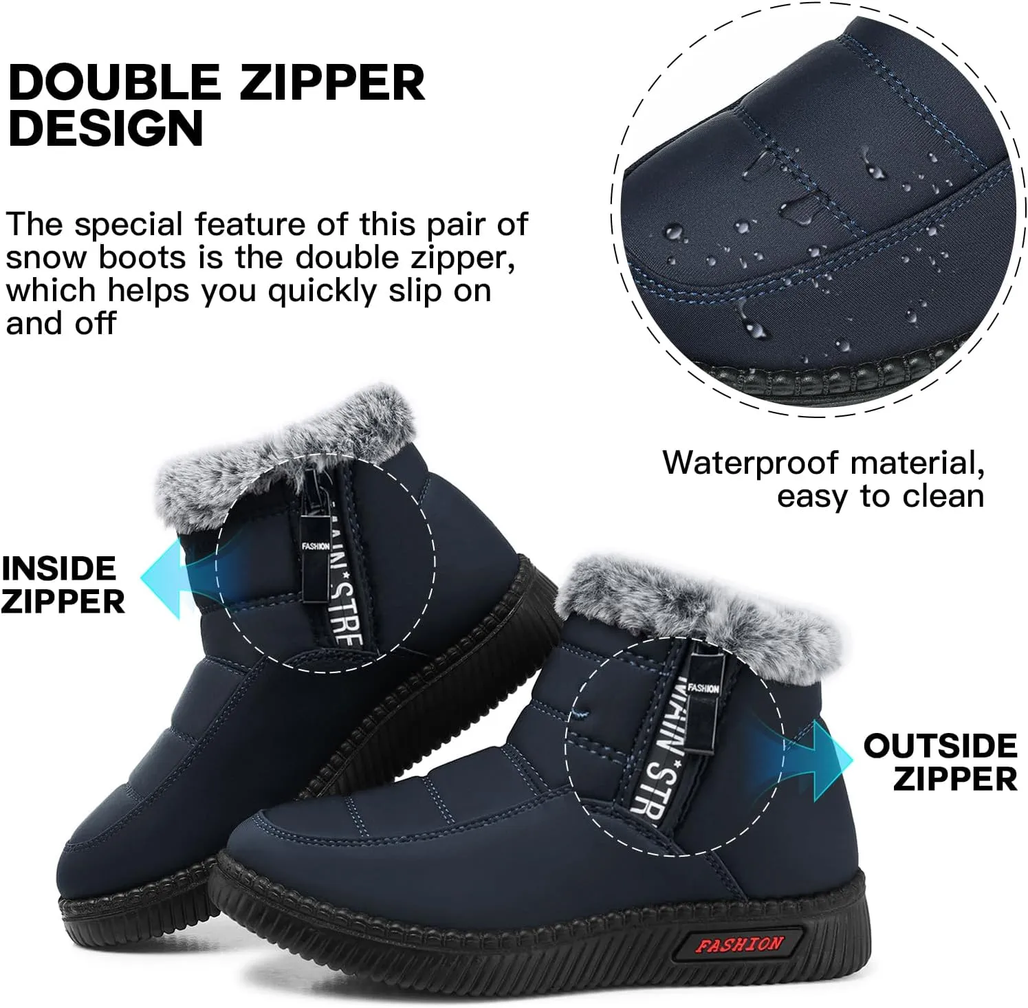 SWQZVT Warm Winter Boots for Women: Fur Lined Snow Booties, Non Slip, Waterproof Insulated, Soft Winter Shoes Comfy Walking Size 5-10.5