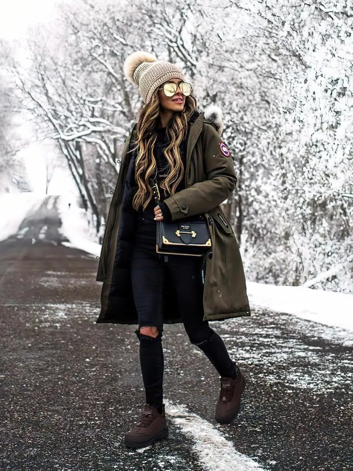 TEMOFON Snow Boots for Women Winter: Waterproof Slip On Fur Warm Woman Shoes - Walking Comfortable Ankle Booties