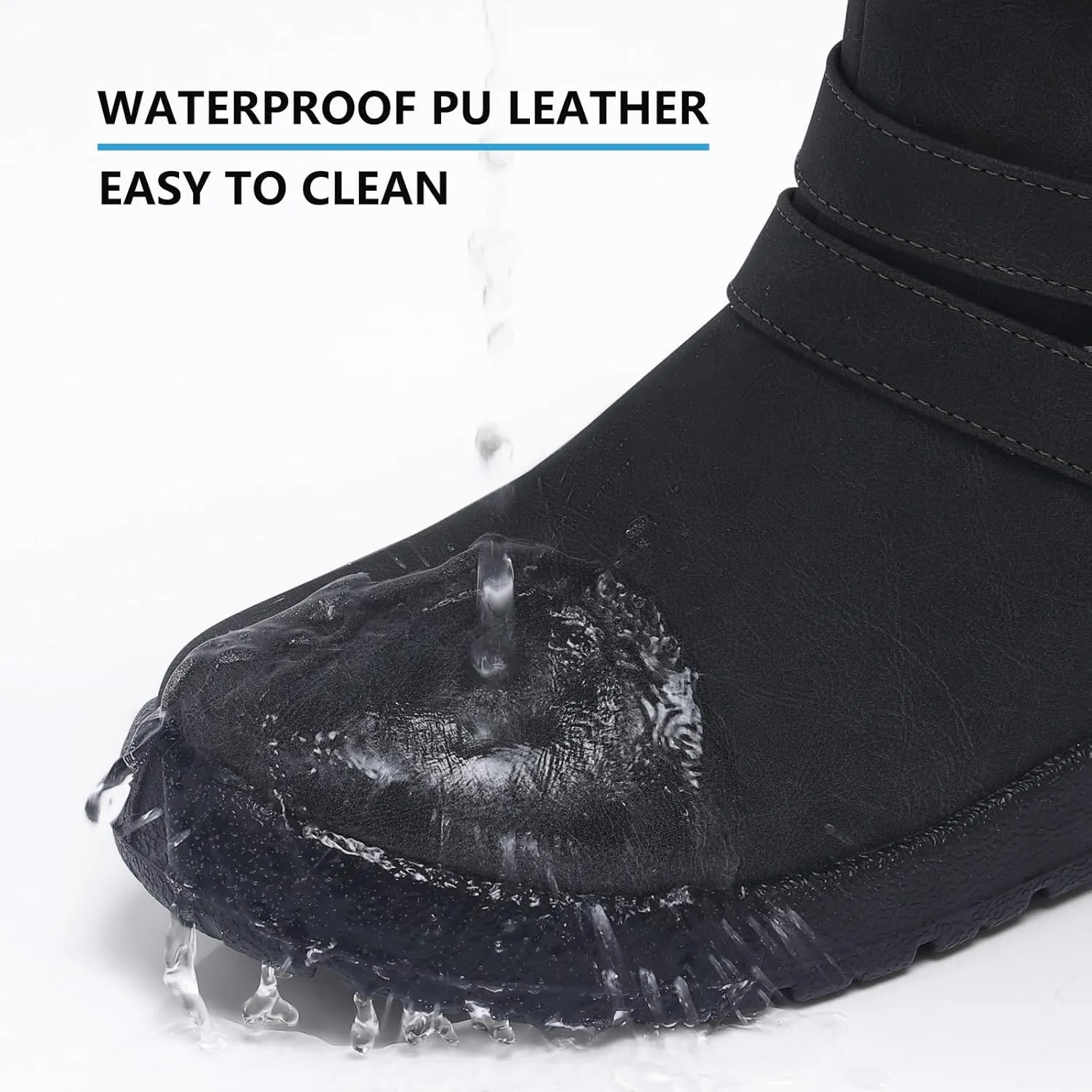 TEMOFON Women Winter Boots Waterproof: Fur Lined Ankle Warm Booties - Snow Boots Wide Width - Black Non Slip Winter Shoes Size 9