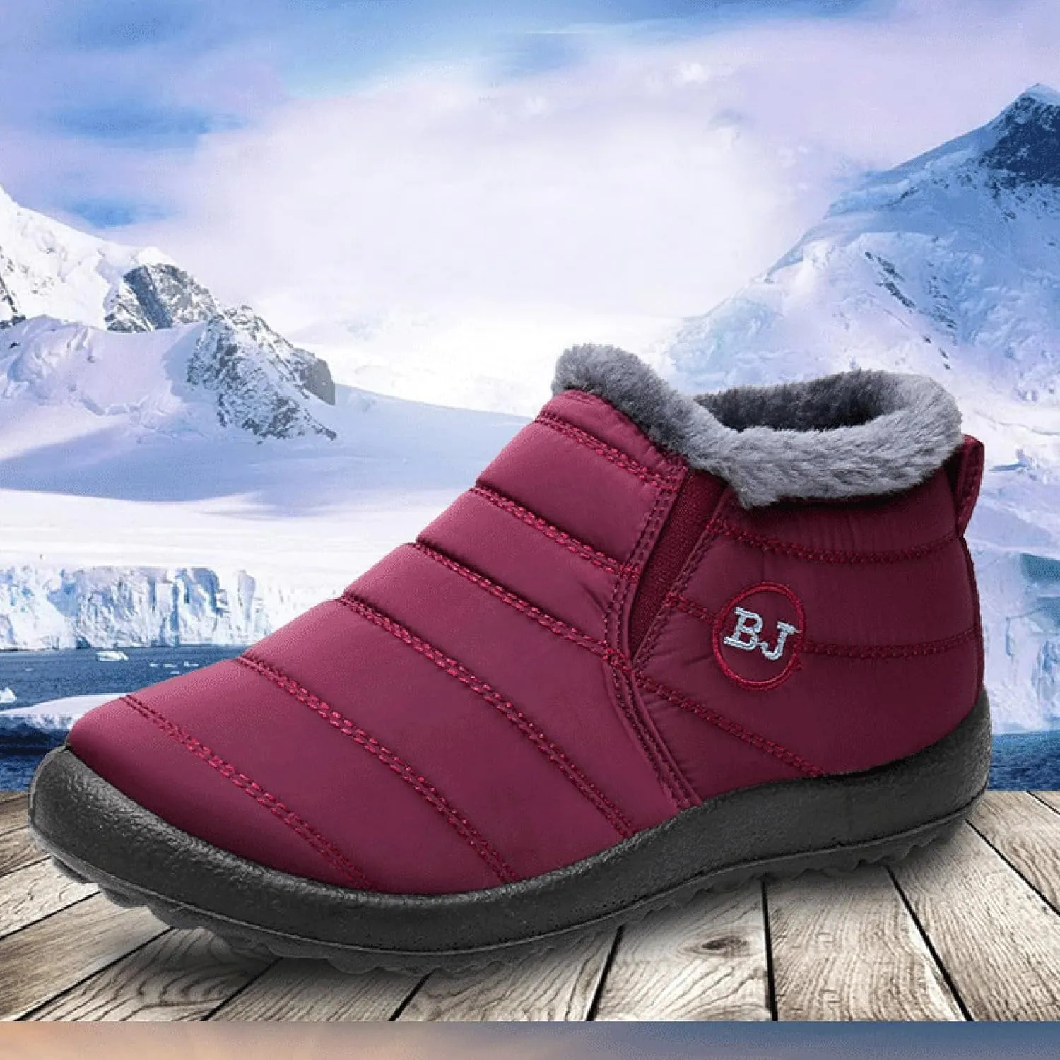 Thatrich Womens Winter Snow Boots Ankle Booties Warm Fur Lined Waterproof Insulated Slip On Shoes Anti-Slip Outdoor Sneaker