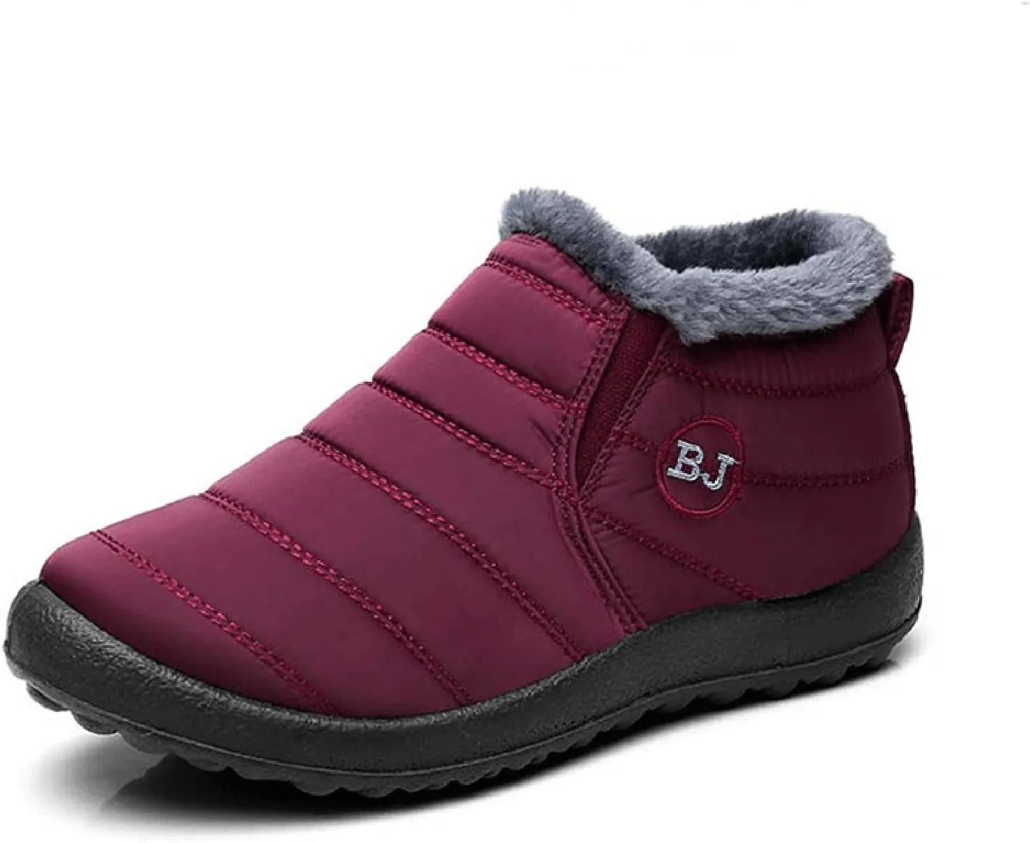 Thatrich Womens Winter Snow Boots Ankle Booties Warm Fur Lined Waterproof Insulated Slip On Shoes Anti-Slip Outdoor Sneaker