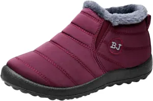Thatrich Womens Winter Snow Boots Ankle Booties Warm Fur Lined Waterproof Insulated Slip On Shoes Anti-Slip Outdoor Sneaker