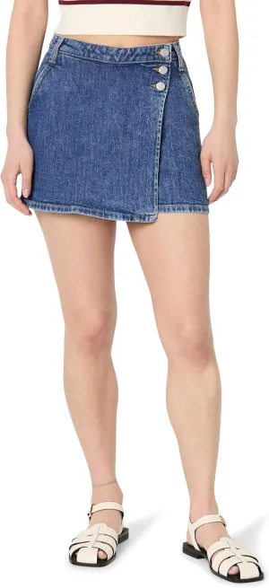 The Drop Women's Standard Gabby Denim Wrap Skort