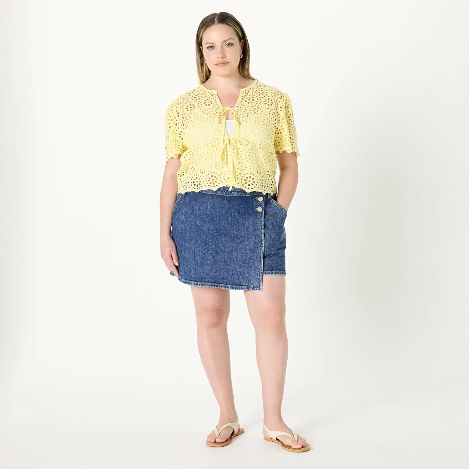 The Drop Women's Standard Gabby Denim Wrap Skort