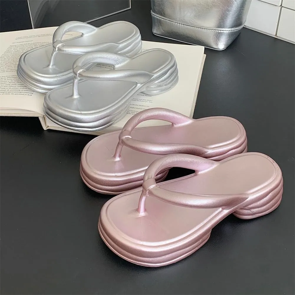 Thick Sole Flip Flops for Women Beach Slippers Indoor Outdoor Soft Slip-on Stylish Summer Slides 2025
