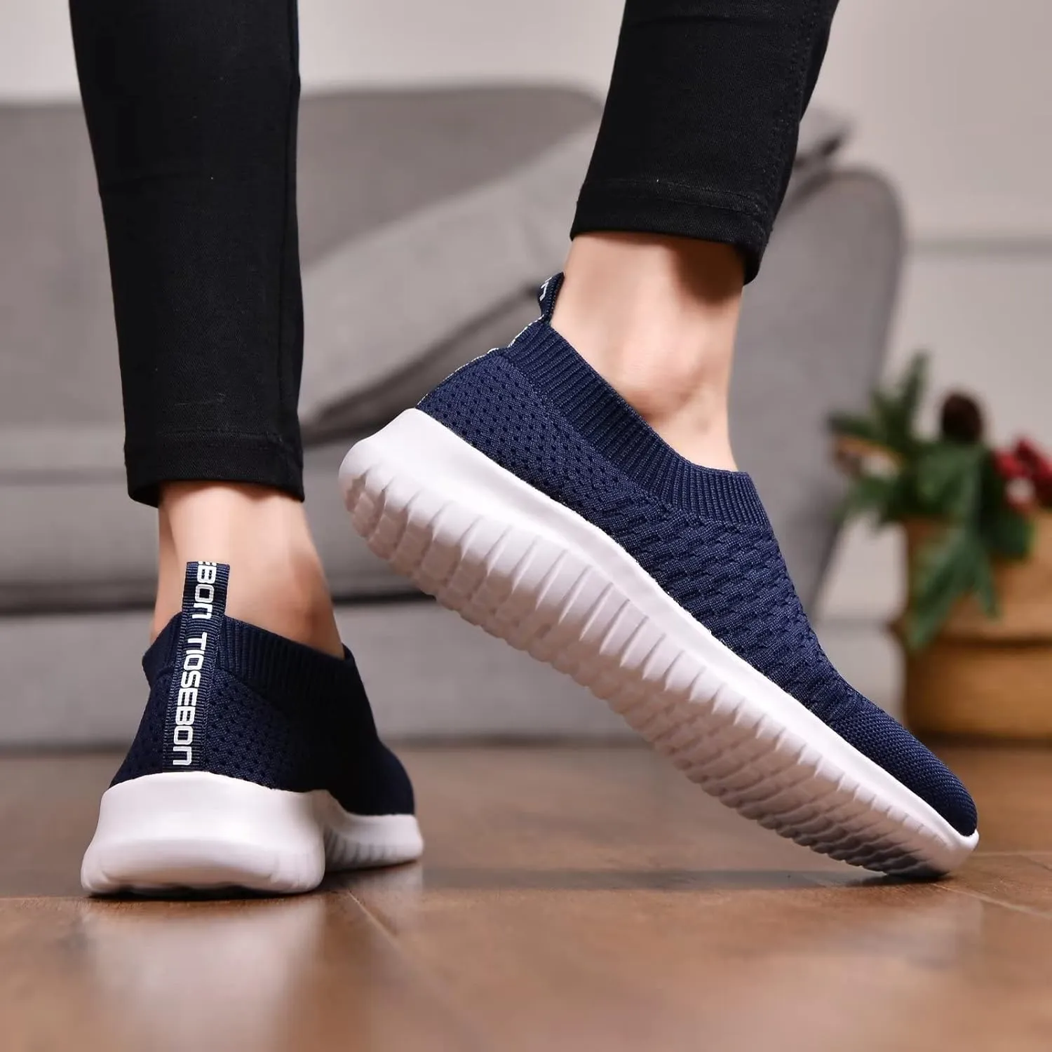 TIOSEBON Women's Athletic Walking Shoes Slip On Casual Mesh-Comfortable Tennis Workout Sneakers