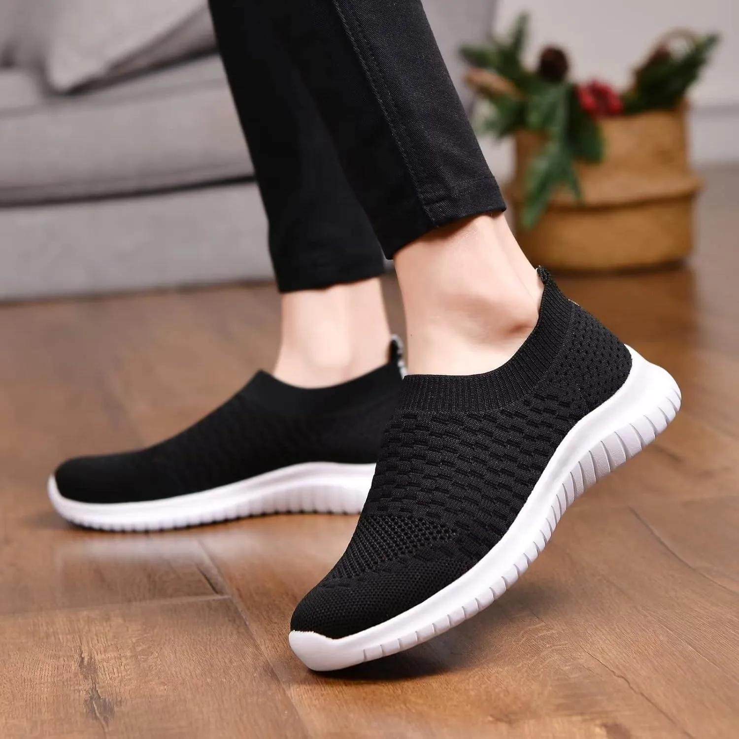 TIOSEBON Women's Athletic Walking Shoes Slip On Casual Mesh-Comfortable Tennis Workout Sneakers