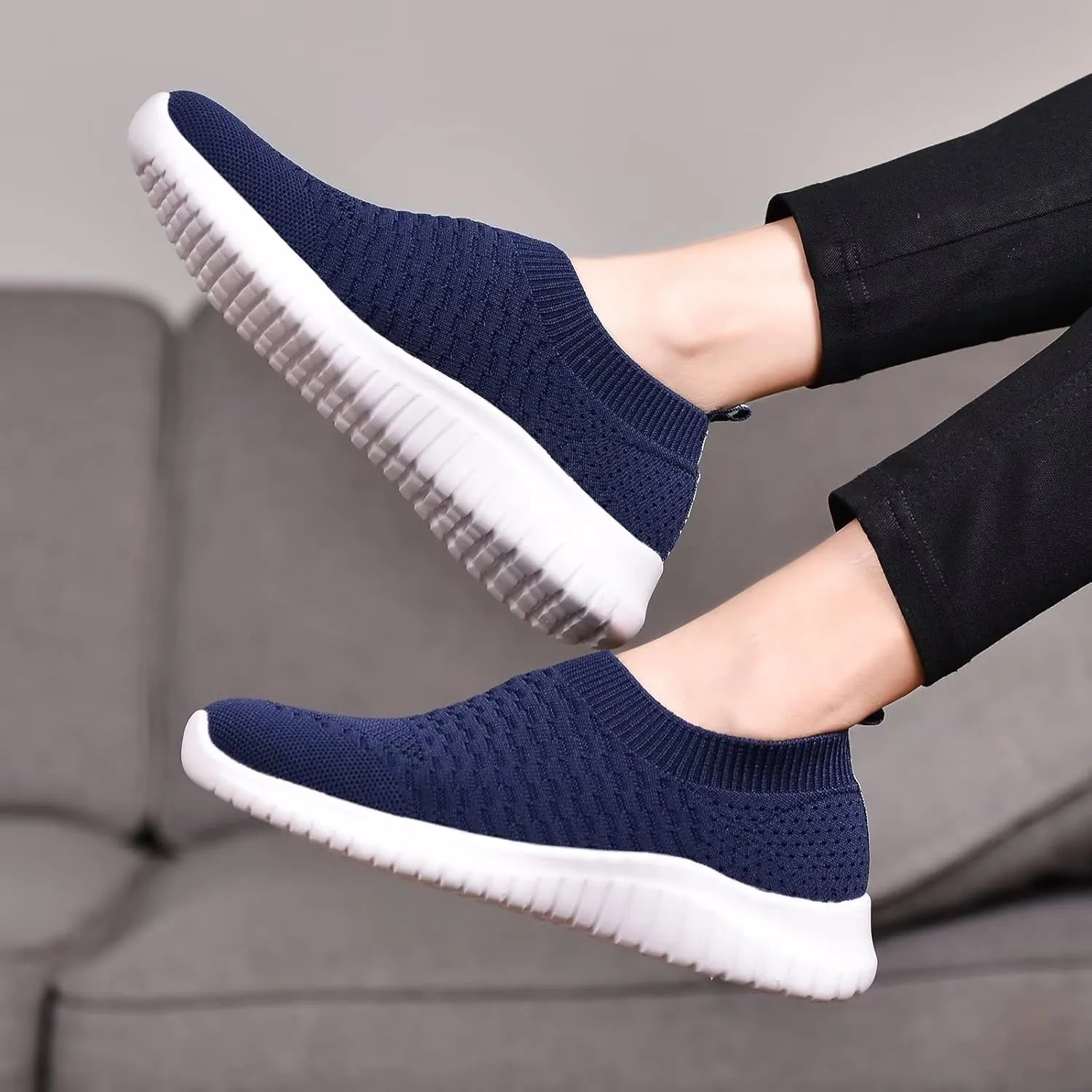 TIOSEBON Women's Athletic Walking Shoes Slip On Casual Mesh-Comfortable Tennis Workout Sneakers