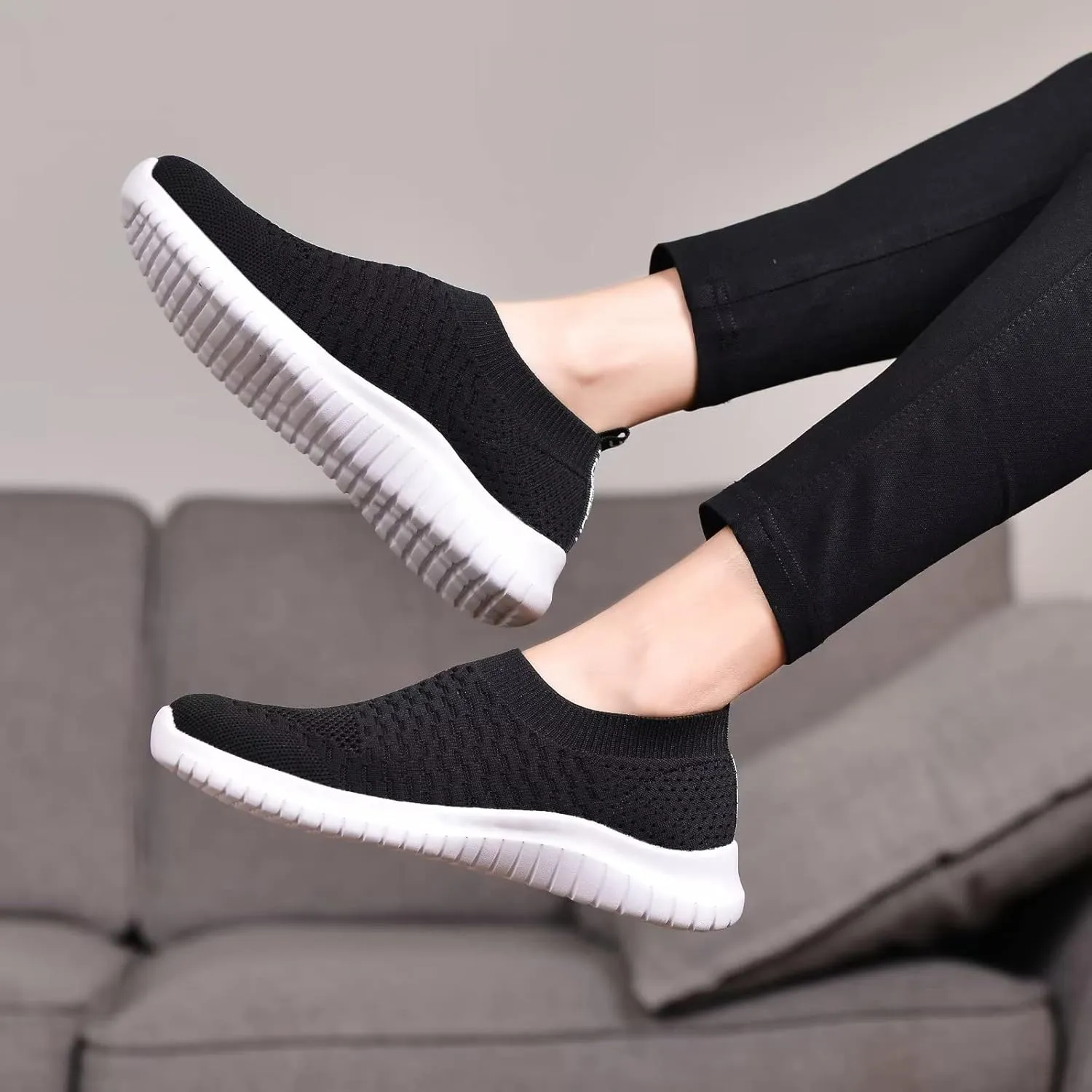 TIOSEBON Women's Athletic Walking Shoes Slip On Casual Mesh-Comfortable Tennis Workout Sneakers