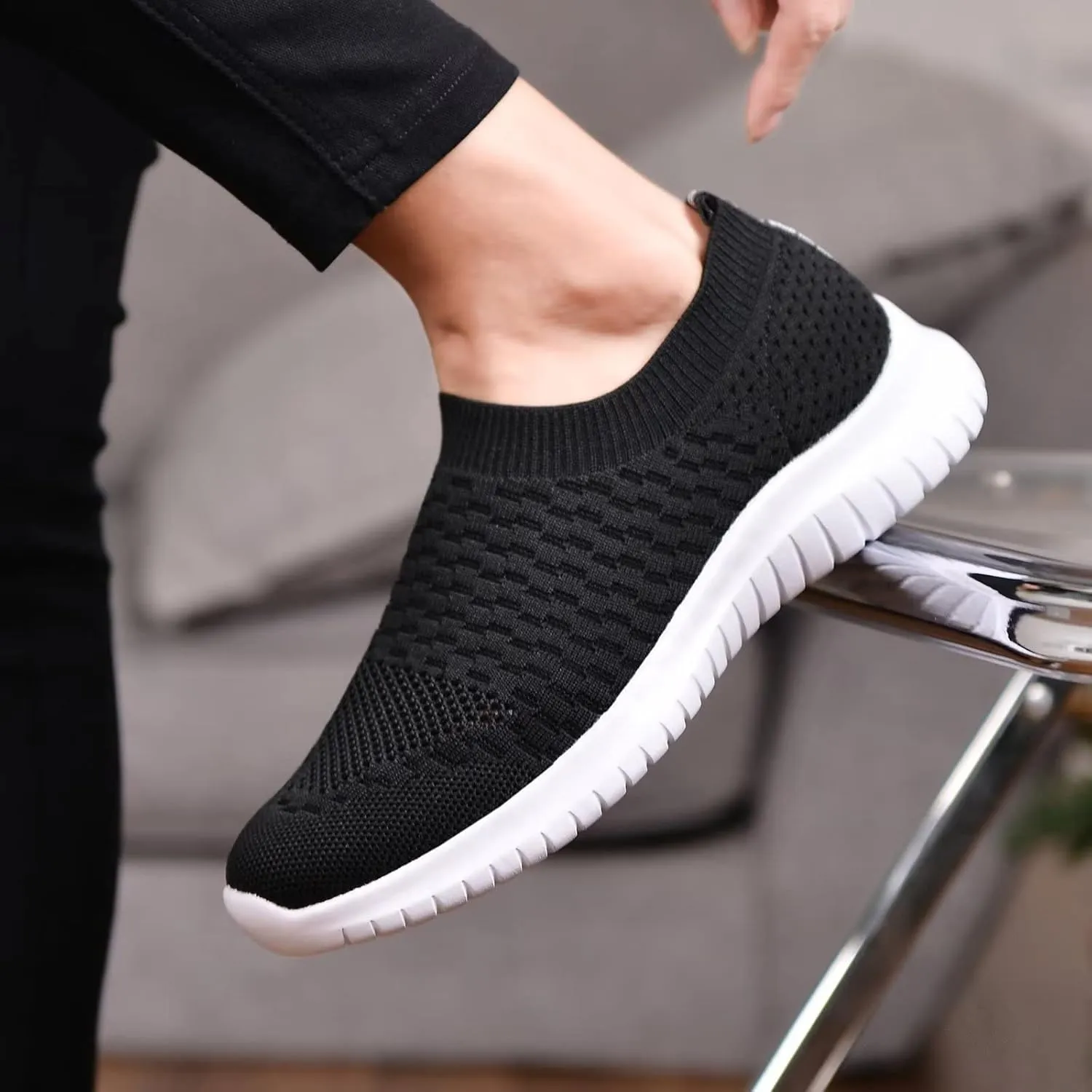 TIOSEBON Women's Athletic Walking Shoes Slip On Casual Mesh-Comfortable Tennis Workout Sneakers
