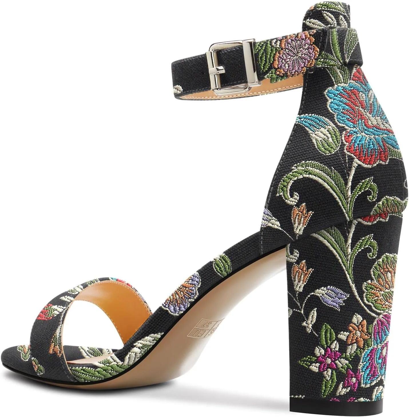 TNYNFBEB Womens Chunky Block Mid Heel Peep Open Toe Sandals Ankle Strap Buckle Prom Basic Classic Summer 3.2 Inches Heels