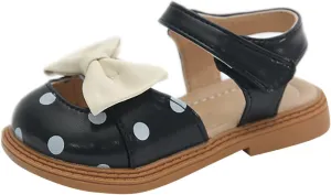 Toddler Girls Sandals Polka Dot Decorated Closed Toe Open Toe Heel Sandals Bow Princess Shoes Beach Sandals And Slides