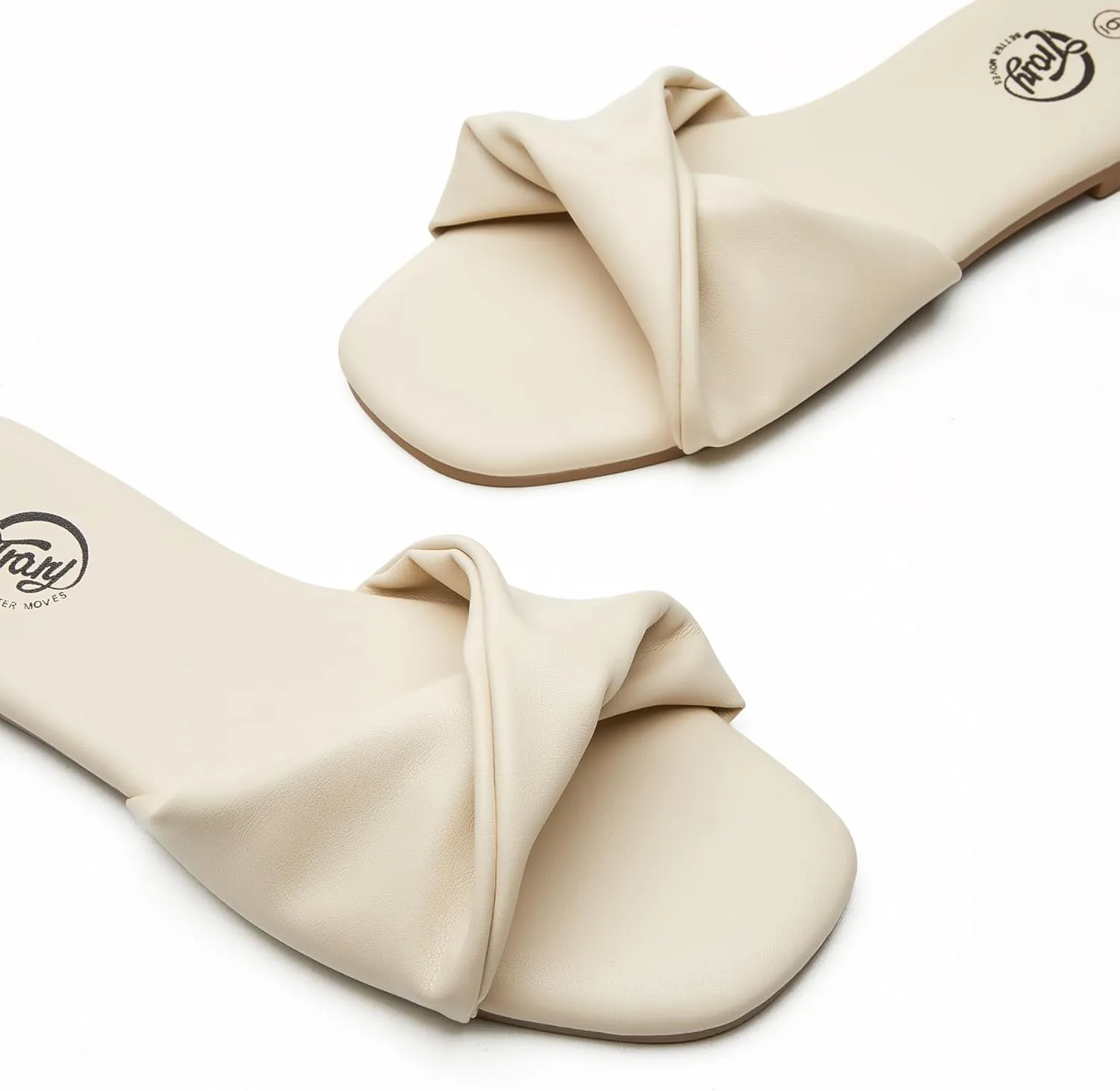 Trary Sandals Women,Leather Slides Women Comfortable Memory Foam Sandals for Women Footwear,Fashion Flat Summer Sandals for Women 2025