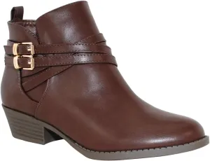TRENDSUP Low Stacked Heel Casual Western Ankle Boots, Women
