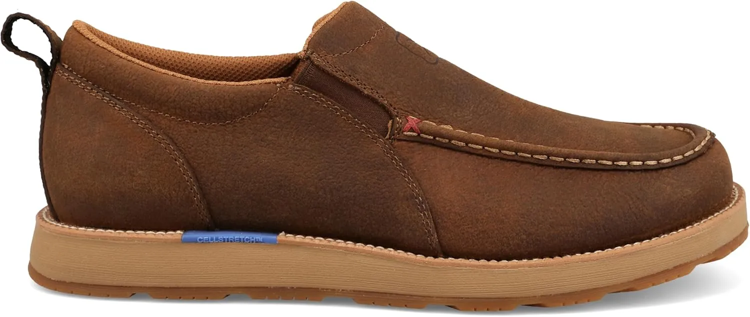 Twisted X Men's CellStretch Wedge Sole Slip-On, Moc Toe with CellStretch