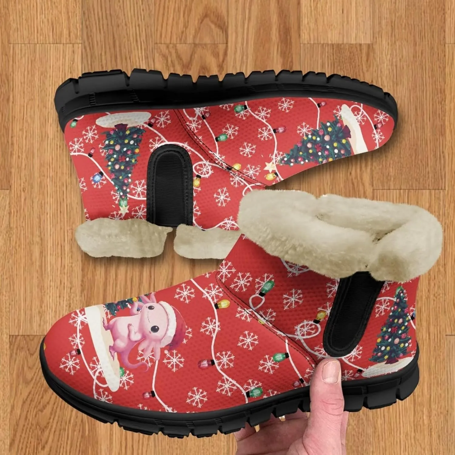 UNICEU Winter Boots for Women Warm Faux Fur Lined Ankle Booties Soft Cozy Fluffy Fuzzy Boots Christmas Snow Boots